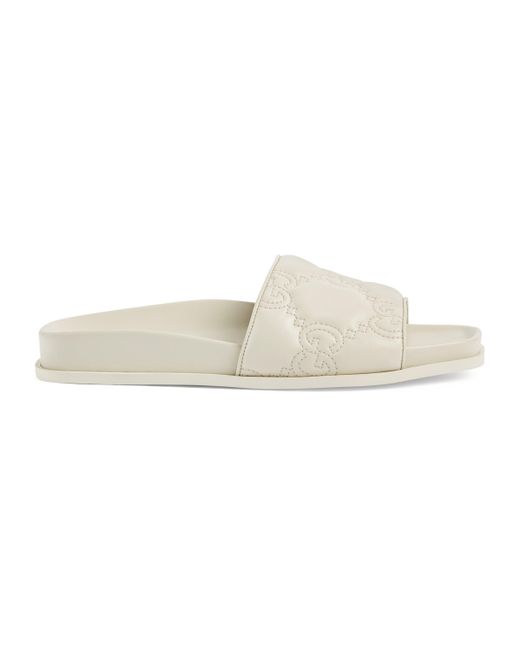 Gucci Leather GG Matelassé Slide Sandal in White Lyst Canada