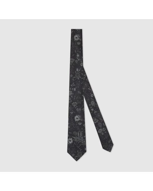 Gucci Black Printed Silk Tie for men