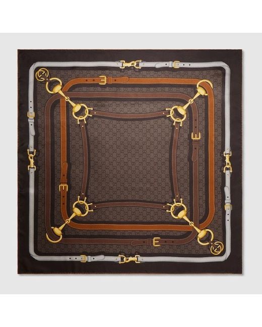 Gucci Metallic Printed Gg Silk Twill Jacquard Carré, Silk