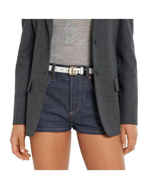 Gucci Brown Reversible Gg Marmont Thin Belt, Size 100