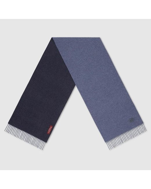 Gucci Schal Aus Kaschmir Mit Patch in Blue für Herren