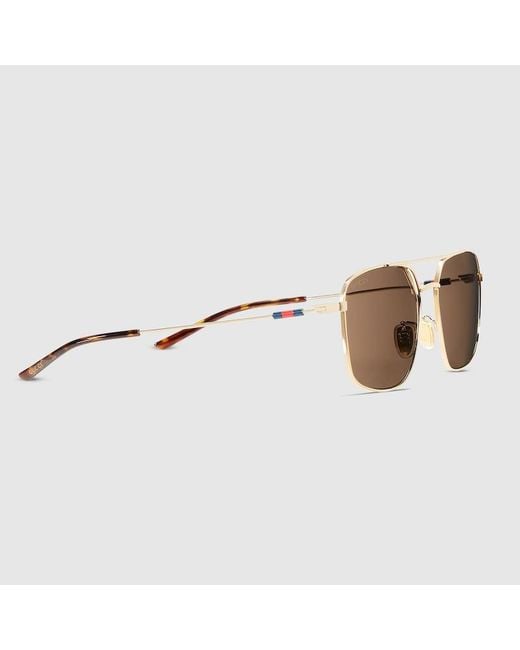 Gucci Brown Specialized Fit Navigator Sunglasses for men