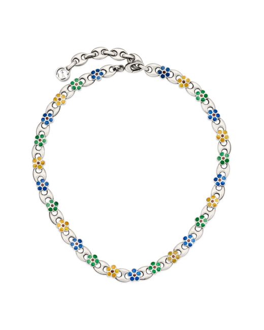 Gucci Blue Enamel Flower Necklace