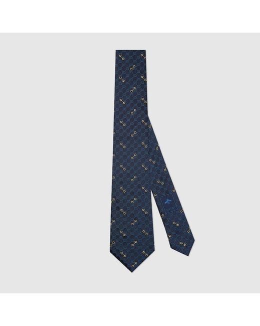 Gucci Blue Gg Silk Jacquard Tie for men