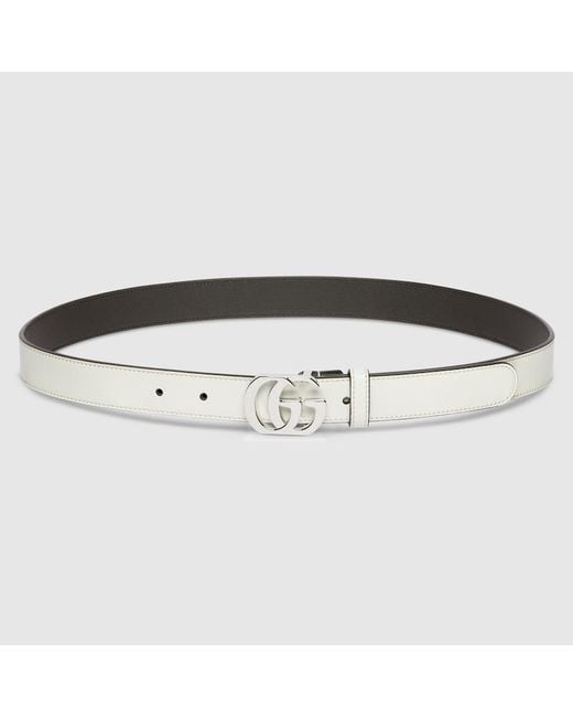 Gucci White Cut Gg Marmont Thin Belt, Size 100