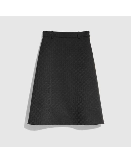 Gucci Black Gg Cotton Blend Midi Skirt, Size 36 It, Ready-To-Wear