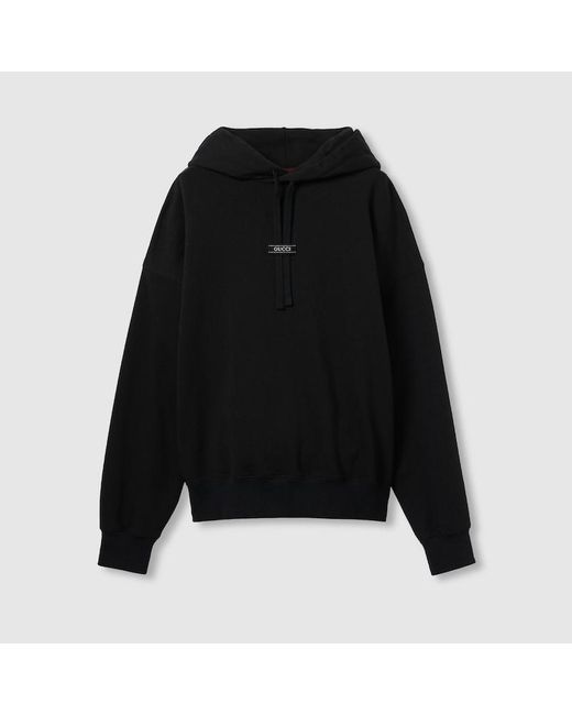 Gucci Black Cotton Jersey Hooded Sweatshirt for men