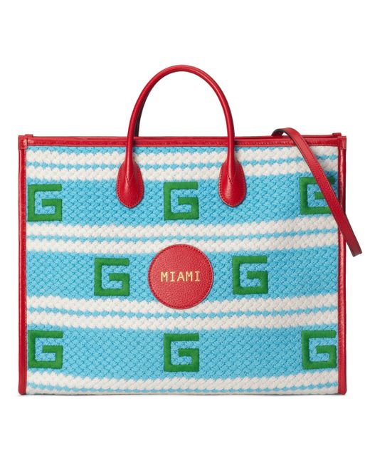 Gucci Red Miami Striped Tote Bag for men