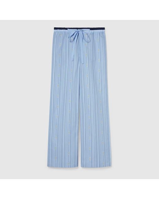 Gucci Blue Hose Aus Baumwollpopeline Mit Print, Größe