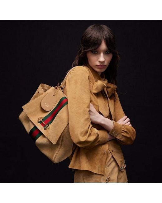 Gucci Brown Paparazzo Medium Top Handle Bag, Suede