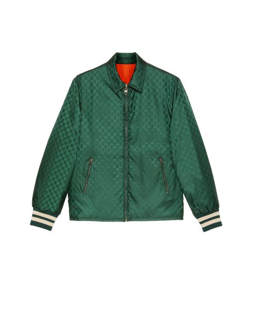 Gucci Green Reversible GG Nylon Jacquard Jacket for men