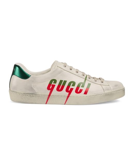Gucci White New Ace Logo-print Leather Trainers for men