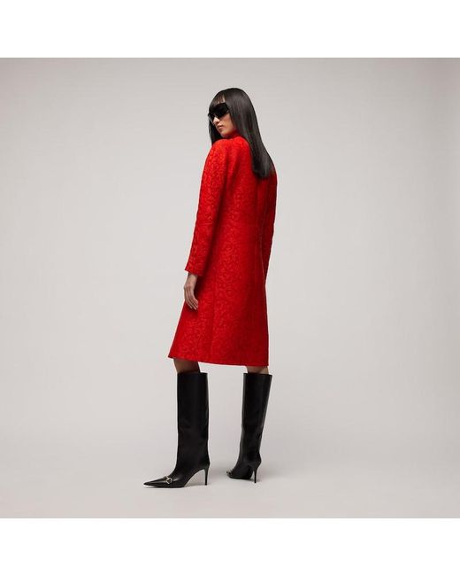 Gucci Red Floral Wool Brocade Dress