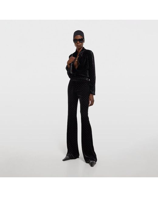 Gucci Black Gg Stretch Devoré Velvet Pants