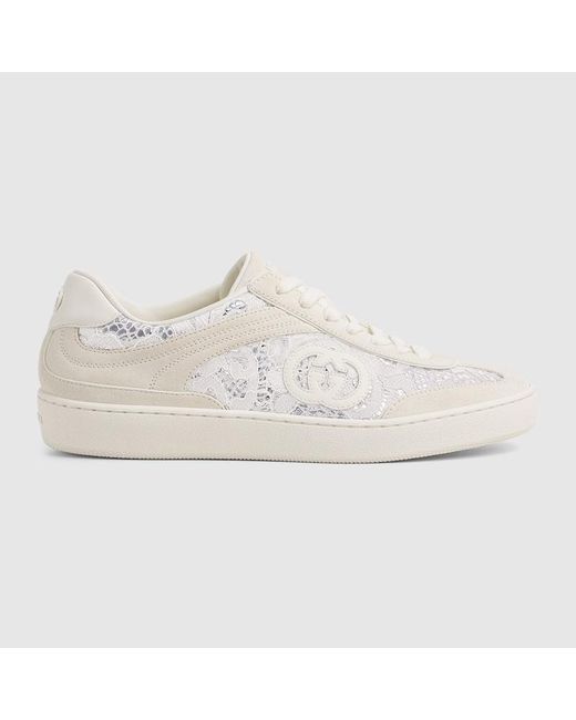 Gucci White G75 Sneaker, Suede