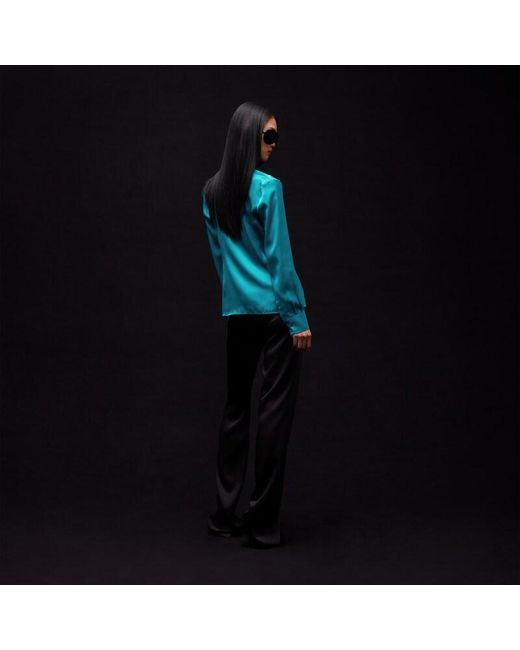 Gucci Blue Silk Satin Shirt