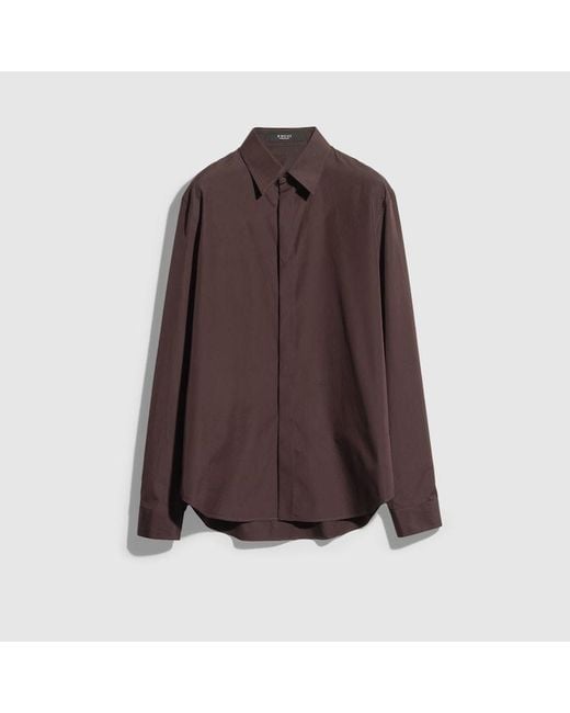 Gucci Brown Piece Dyed Cotton Poplin Shirt for men