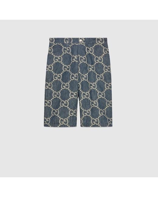 Gucci Blue Jumbo GG Denim Shorts for men