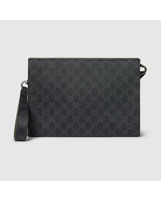 Gucci Black Pouch With GG Detail for men