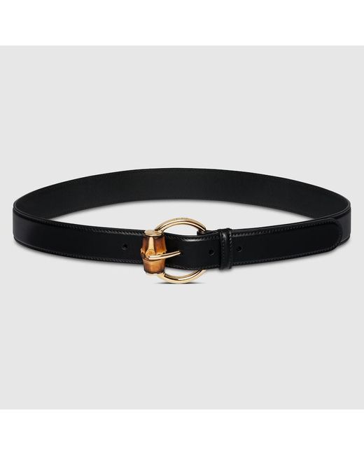 Gucci バンブー ディテール バックル ベルト, ブラック, レザー Black
