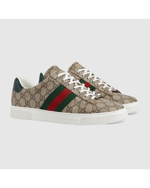 Sneaker in tela gg supreme con firma web di Gucci in Brown da Uomo
