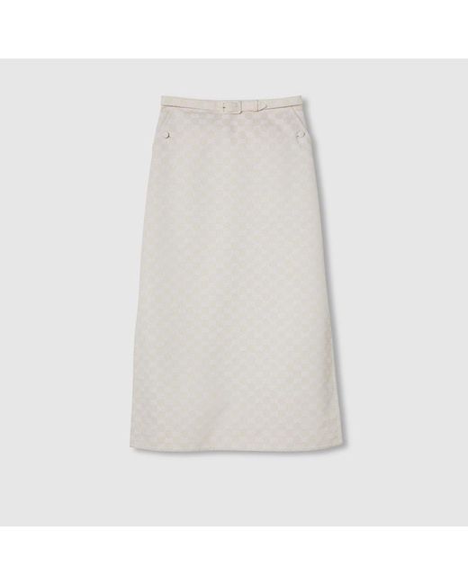 Gucci White GG Cotton Gabardine Skirt
