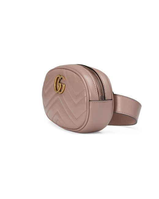 Gucci GG Marmont Matelassé Leather Belt Bag in Dusty Pink Chevron Leather (Pink) - Lyst