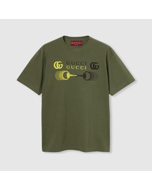 Gucci T-Shirt Aus Baumwolljersey Mit Print, Grösse in Green für Herren