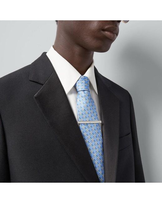 Gucci Metallic Diagonal Interlocking G Tie Bar