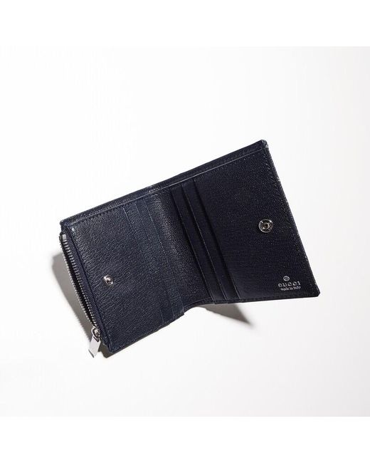 Gucci Blue Small Wallet With Plaque, Fabric