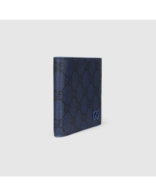 Gucci Blue Dusty Interior Gg Bi-Fold Wallet, Gg Canvas for men