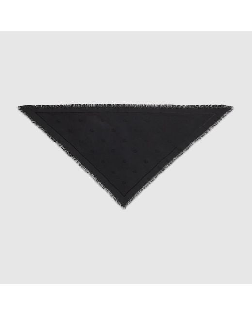 Gucci Black Double G Silk Wool Shawl, Wool