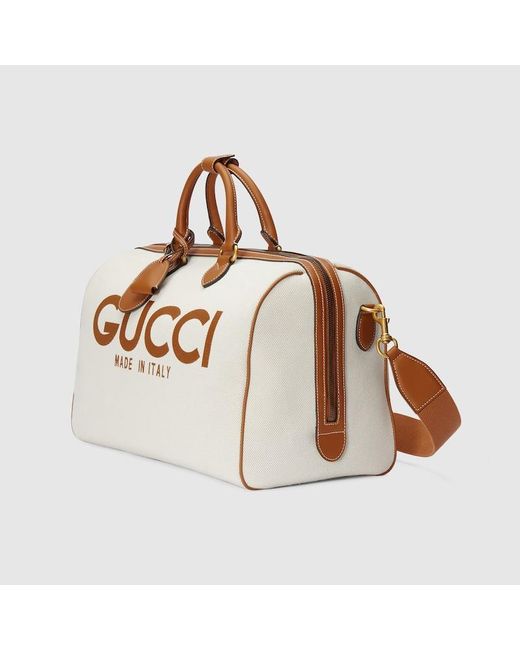 Gucci Natural Large Duffle Bag With Print for men