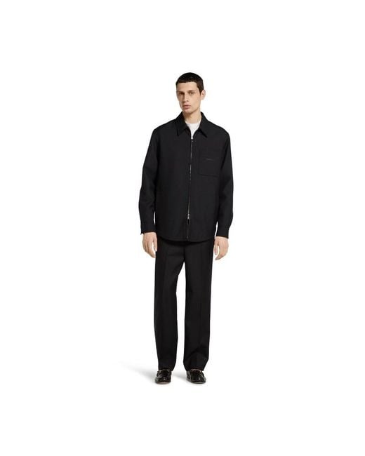 Gucci Black Wool Twill Zip Overshirt for men