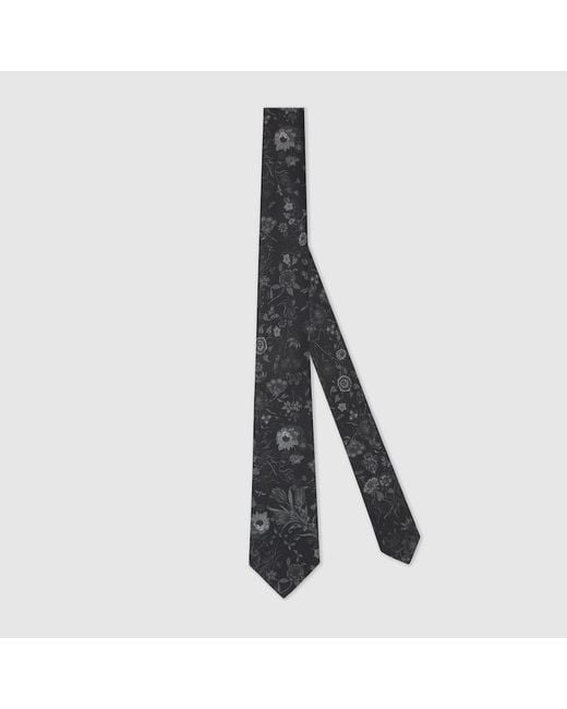 Gucci Black Printed Silk Tie for men