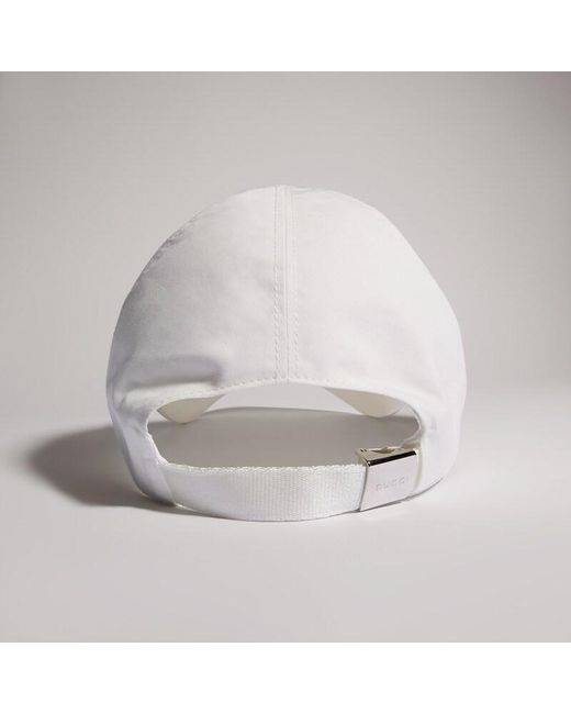 Gucci White Cotton Baseball Hat With Embroidery, Size Xl, Cotton