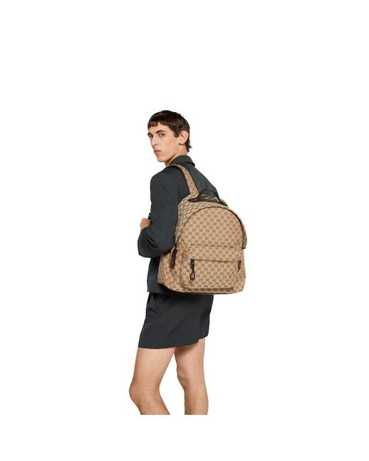 Sac À Dos En Toile Gg Moyen Format Gucci pour homme en coloris Brown