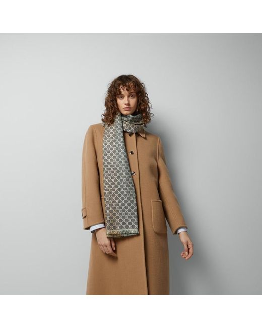 Gucci Gray Striped GG Jacquard Shawl