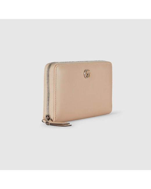 Gucci Natural GG Marmont Brieftasche Mit Rundumreißverschluss