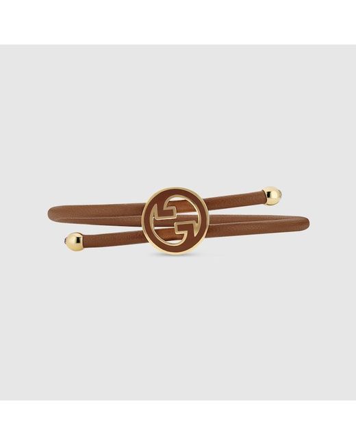 Bracciale Con Incrocio Gg Tondo Smaltato di Gucci in Brown