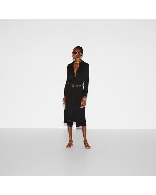Gucci Black Silk Jacquard Shirt And Bra Set