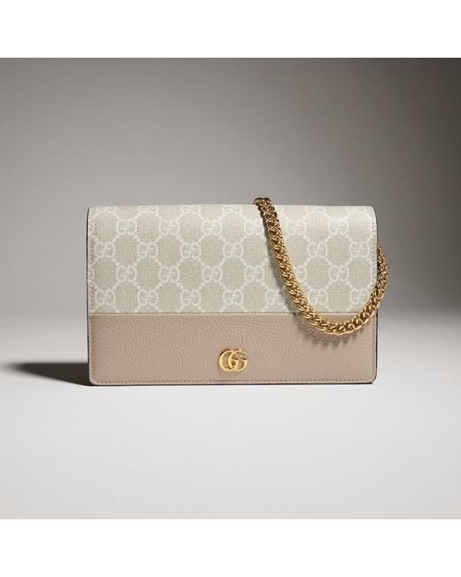 Gucci Natural Gg Marmont Wallet On Chain, Leather