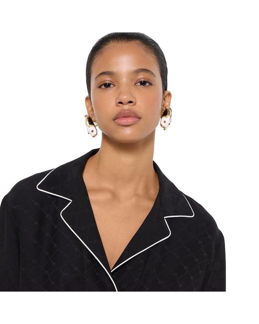 Gucci Black Horsebit Silk Jacquard T-Shirt