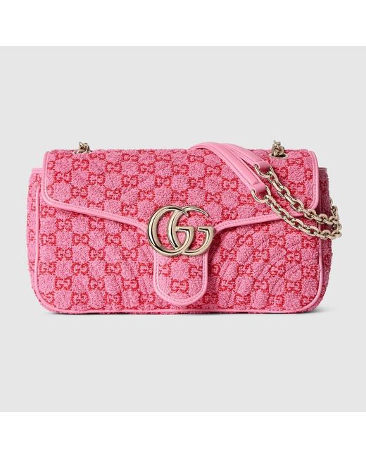 Gucci Pink Gg Marmont Medium Shoulder Bag, Fabric