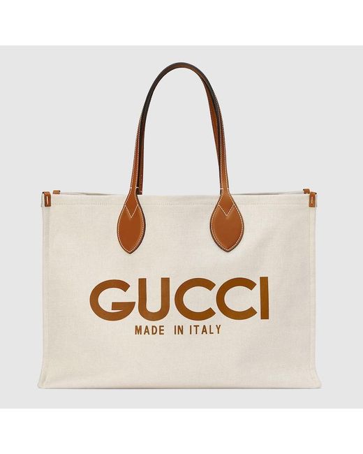 Gucci Metallic Tote Bag With Print