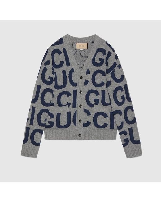 Gucci Cardigan Aus Wolle Mit Intarsie in Blue für Herren
