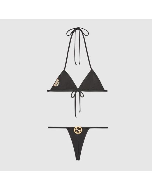 Gucci White Bikini Aus Jersey Mit Gg, Größe