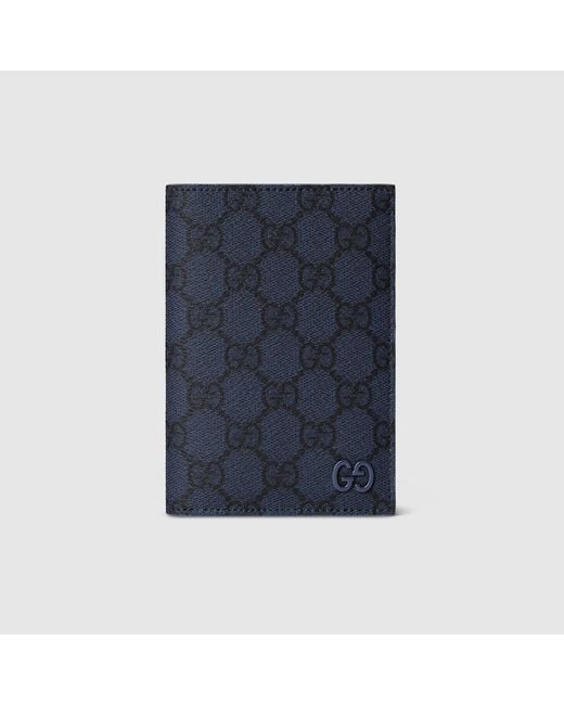 Gucci Blue Interior Gg Passport Case, Gg Canvas