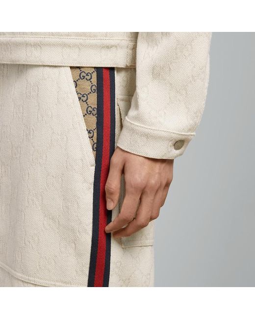 Gucci Natural GG Cotton Jacquard Bermuda Shorts for men