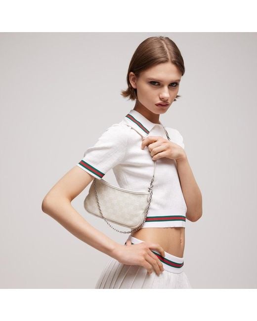 Gucci White Gossip Small Shoulder Bag, Gg Canvas